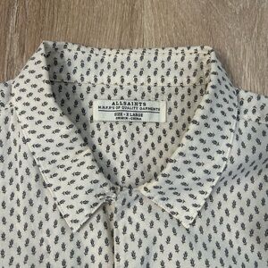 All Saints Men's Black and Cream Print Shirt